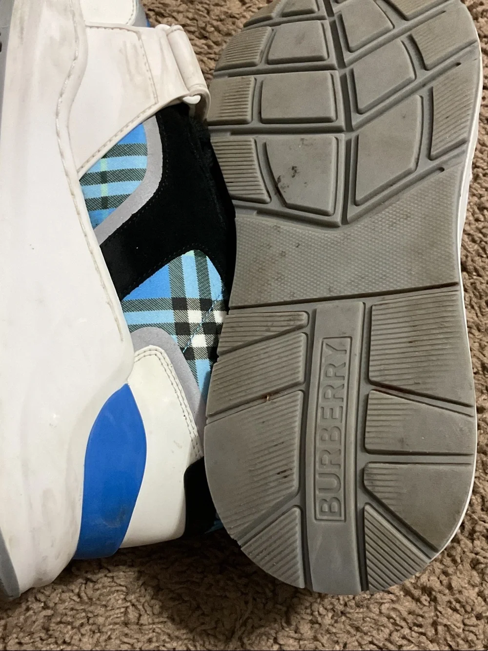 Burberry Blue Plaid Strap Women’s Sneakers
